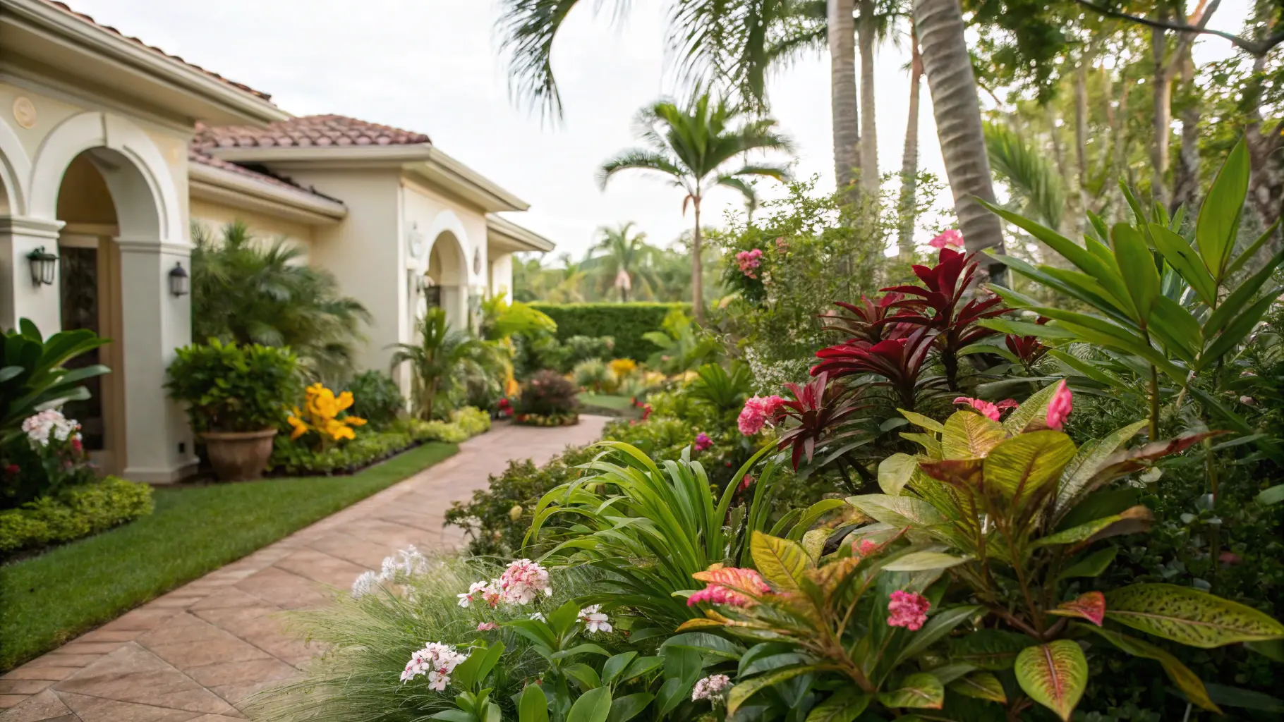 A residential property at warm sunset light